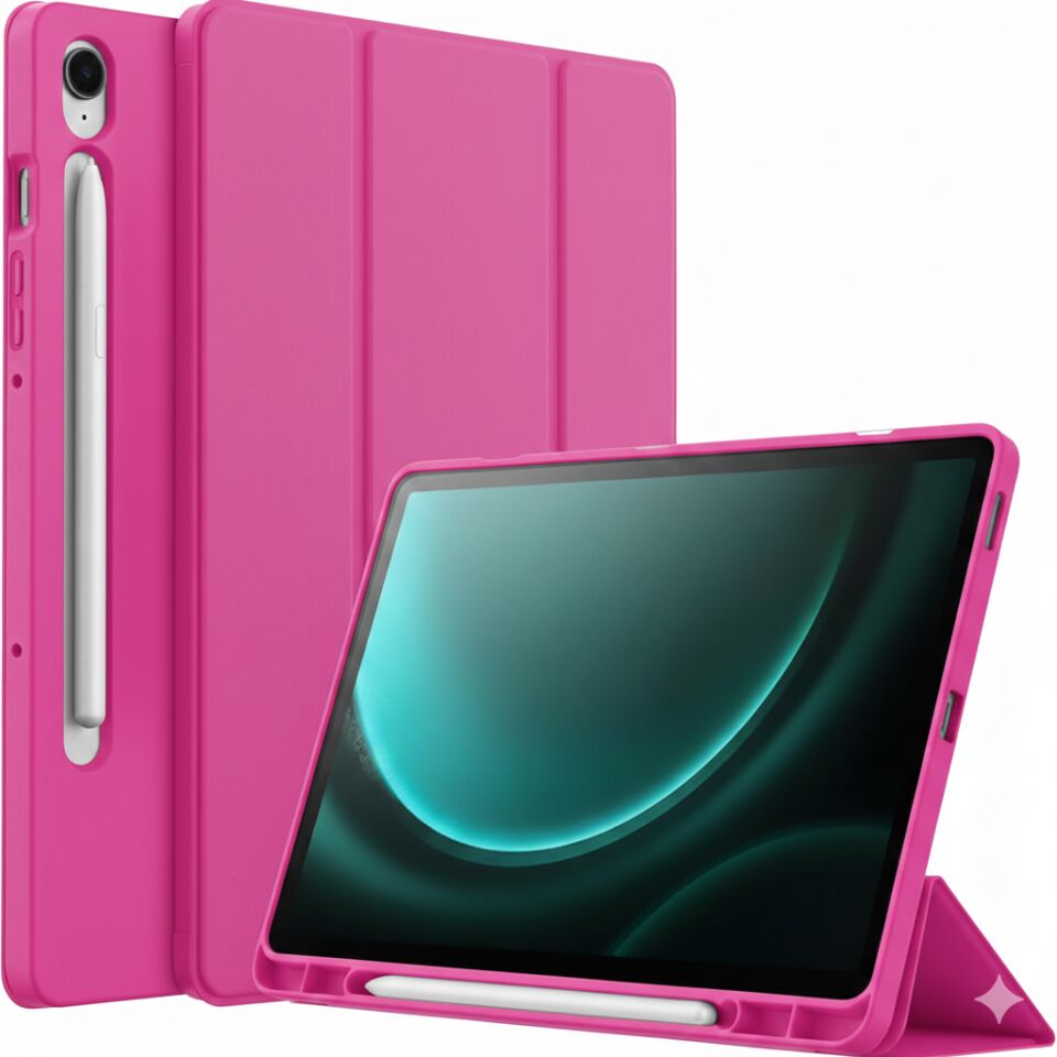 Samsung Galaxy Tab S9 Fe Kalem Şarjına Uygun Kalemlikli Uyku Modlu Stromix Standlı Kapaklı Kılıf Sm- X510 Pembe