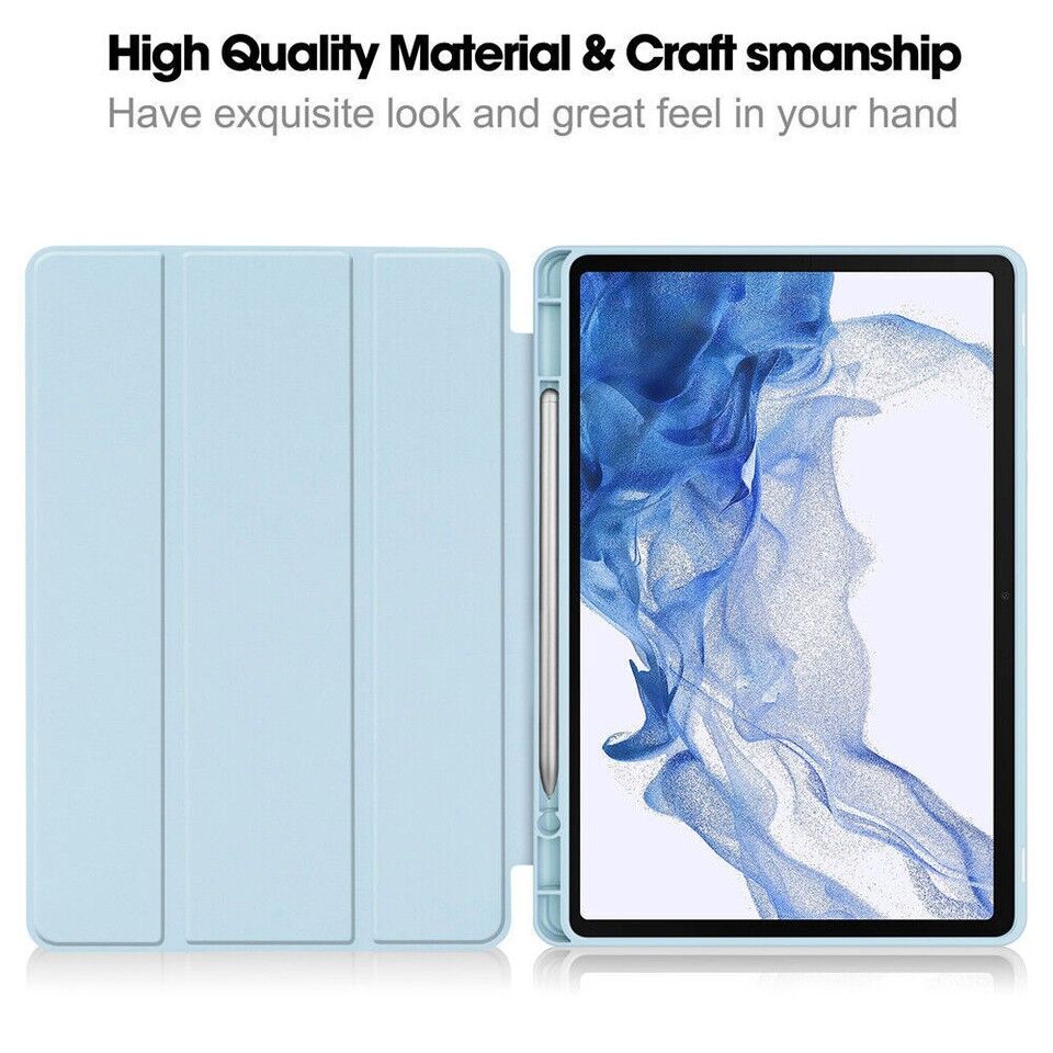 Samsung Galaxy Tab S10 Fe Kalem Şarjına Uygun Kalemlikli Uyku Modlu Stromix Standlı Kapaklı Kılıf Sm- X520 Açık Mavi