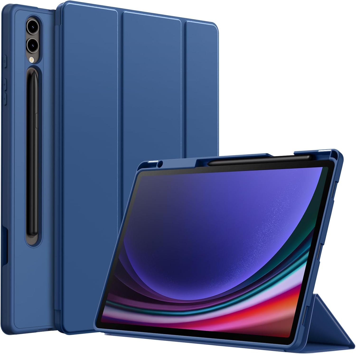 Samsung Galaxy Tab S10 Fe Kalem Şarjına Uygun Kalemlikli Uyku Modlu Stromix Standlı Kapaklı Kılıf Sm- X520 Lacivert