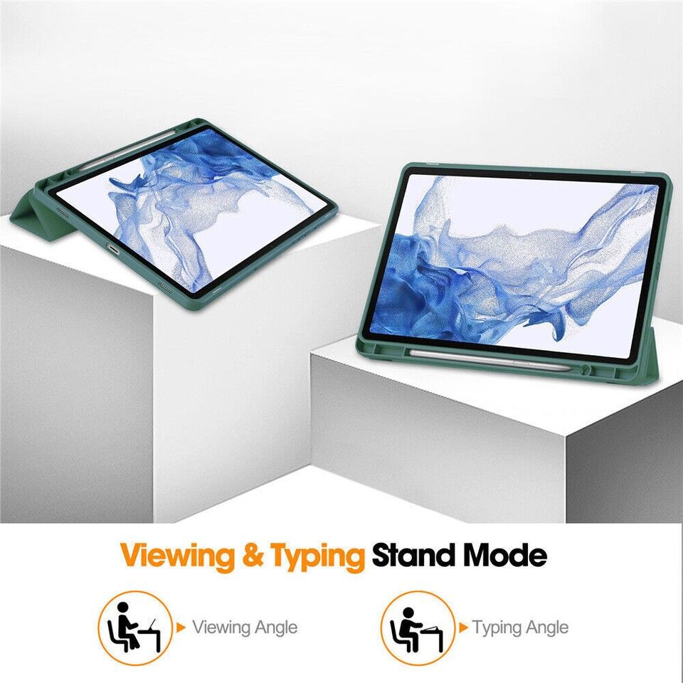 Samsung Galaxy Tab S10 Fe Kalem Şarjına Uygun Kalemlikli Uyku Modlu Stromix Standlı Kapaklı Kılıf Sm- X520 Haki