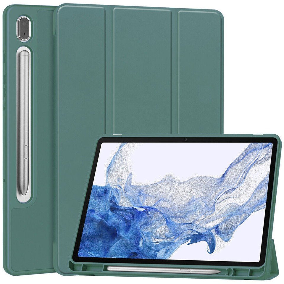 Samsung Galaxy Tab S10 Fe Kalem Şarjına Uygun Kalemlikli Uyku Modlu Stromix Standlı Kapaklı Kılıf Sm- X520 Haki