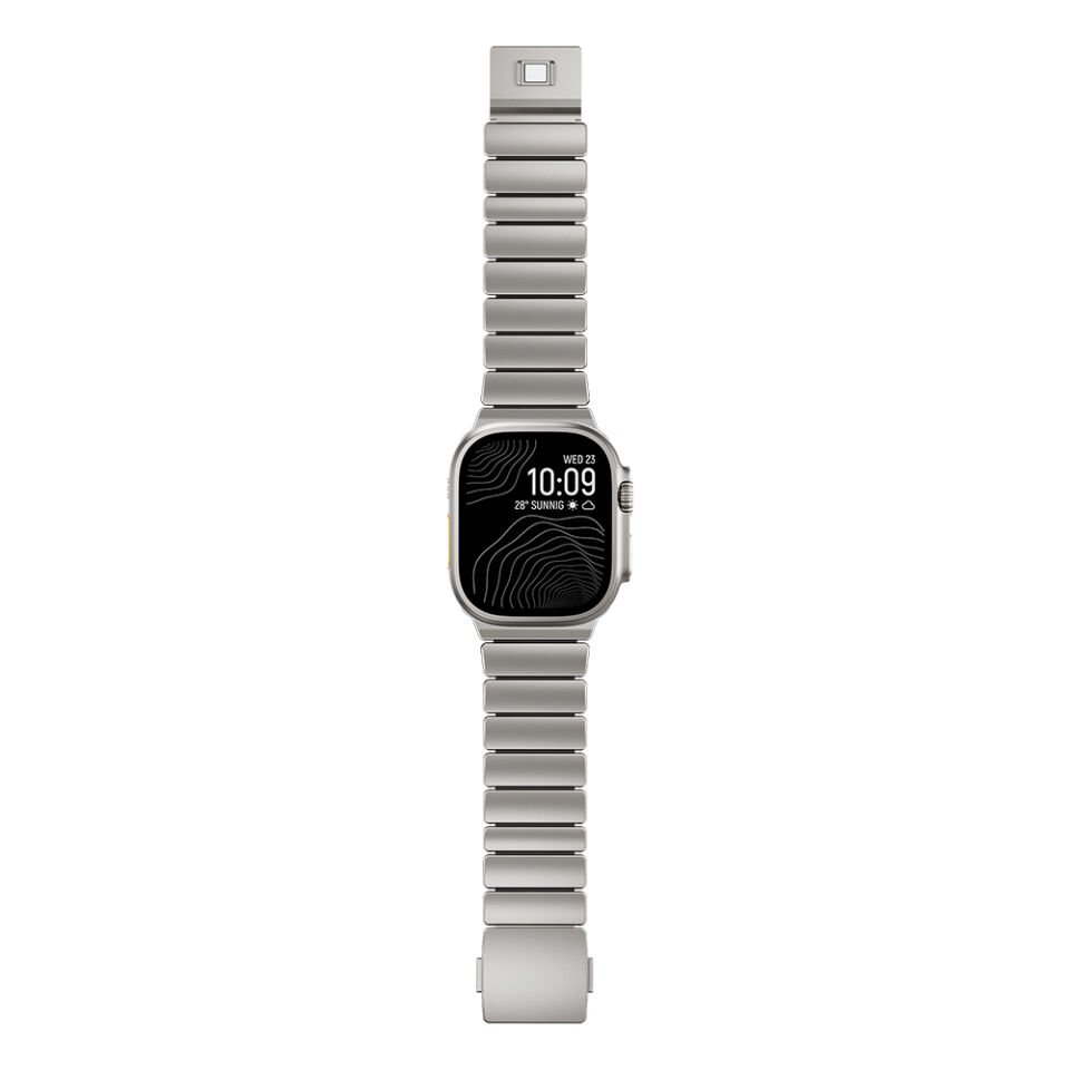 Apple Watch Ultra 3 49mm Çift Bileşenli Endüstriyel Metal Kaplama Termo-Silikon Fusion Serisi Kordon Gümüş - Mavi