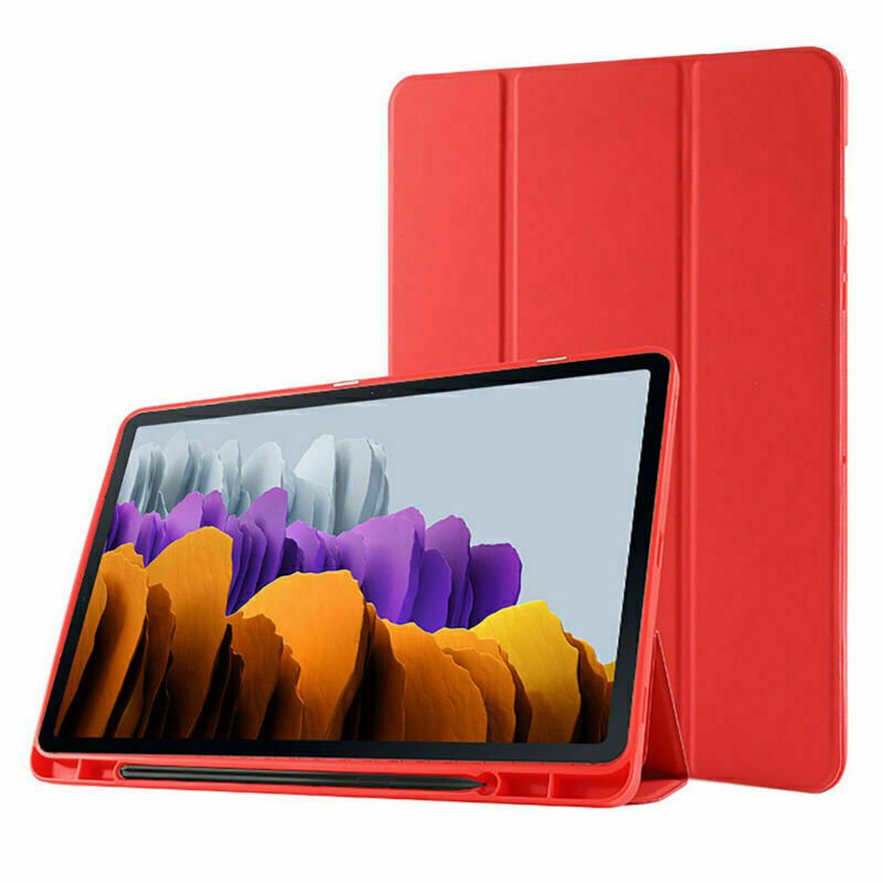 Samsung Galaxy Tab S10 Lite Kalem Şarjına Uygun Kalemlikli Uyku Modlu Stromix Standlı Kapaklı Kılıf SM-X400 Kırmızı