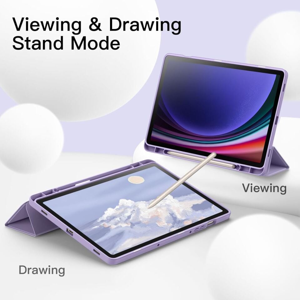 Samsung Galaxy Tab S10 Lite Kalem Şarjına Uygun Kalemlikli Uyku Modlu Stromix Standlı Kapaklı Kılıf SM-X400 Lila