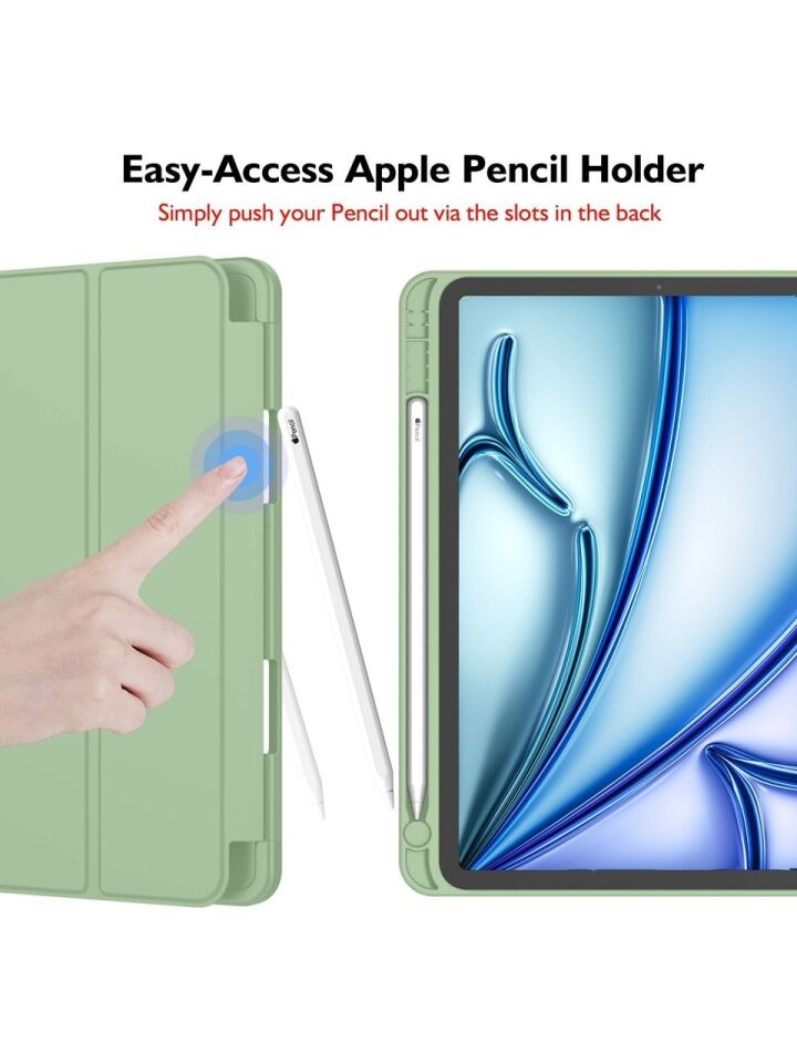 Apple iPad 10. Nesil 10.9 (2022) Kılıf Ekran Koruyucu ve Stylus Kalemli 3'ü 1 Arada Full Gear Set A2696 A2757 A2777 A3162 Açık Yeşil