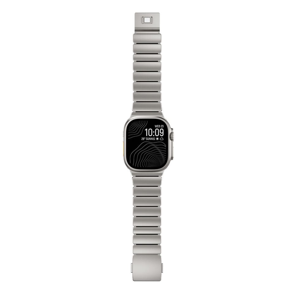 Apple Watch Ultra 2 49mm Çift Bileşenli Endüstriyel Metal Kaplama Termo-Silikon Fusion Serisi Kordon Gümüş - Mavi