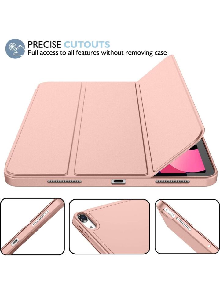 Apple iPad 10. Nesil 10.9 (2022) Kılıf Ekran Koruyucu ve Stylus Kalemli 3'ü 1 Arada Full Gear Set A2696 A2757 A2777 A3162 Rose Gold