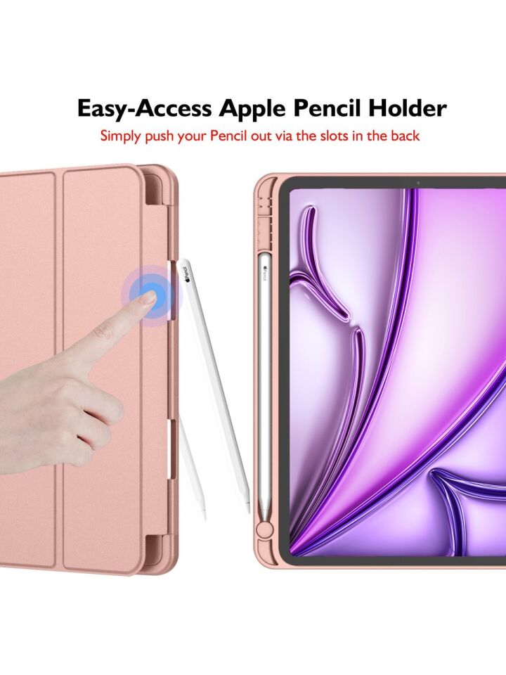 Apple iPad 10. Nesil 10.9 (2022) Kılıf Ekran Koruyucu ve Stylus Kalemli 3'ü 1 Arada Full Gear Set A2696 A2757 A2777 A3162 Rose Gold