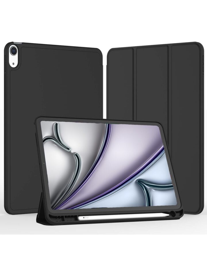 Apple iPad Air 4. Nesil 10.9 (2020) Kılıf Ekran Koruyucu ve Stylus Kalemli 3'ü 1 Arada Full Gear Set A2316 A2324 A2325 A2072 Siyah