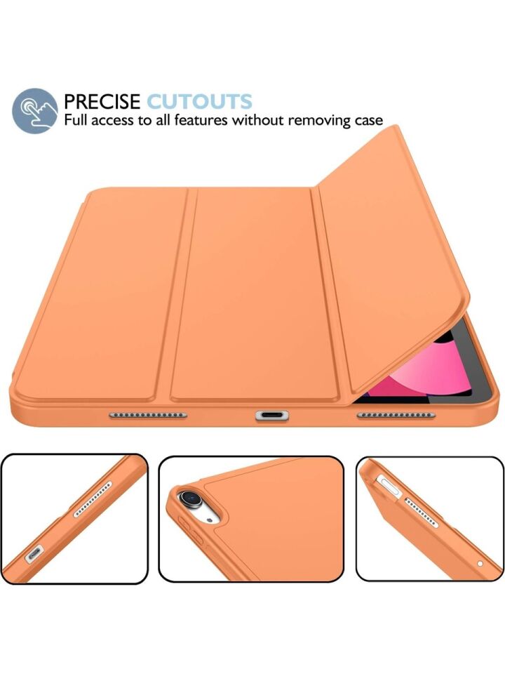 Apple iPad Air 4. Nesil 10.9 (2020) Kılıf Ekran Koruyucu ve Stylus Kalemli 3'ü 1 Arada Full Gear Set A2316 A2324 A2325 A2072 Turuncu