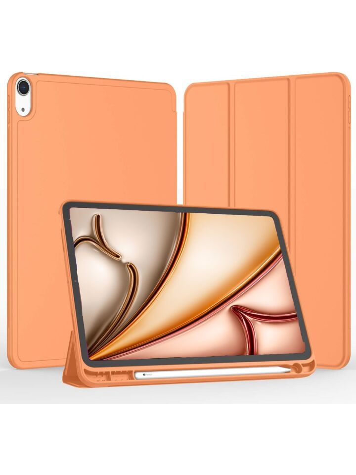 Apple iPad Air 4. Nesil 10.9 (2020) Kılıf Ekran Koruyucu ve Stylus Kalemli 3'ü 1 Arada Full Gear Set A2316 A2324 A2325 A2072 Turuncu