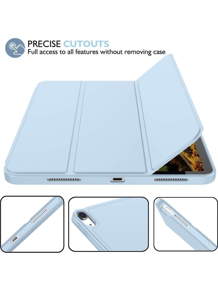 Apple iPad Air 4. Nesil 10.9 (2020) Kılıf Ekran Koruyucu ve Stylus Kalemli 3'ü 1 Arada Full Gear Set A2316 A2324 A2325 A2072 Açık Mavi