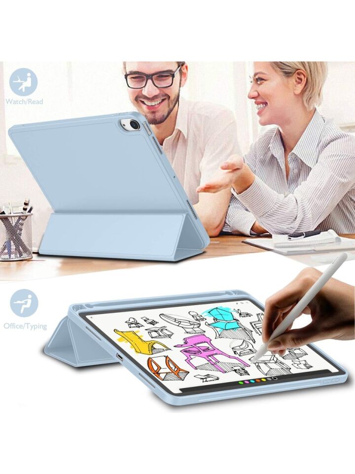 Apple iPad Air 4. Nesil 10.9 (2020) Kılıf Ekran Koruyucu ve Stylus Kalemli 3'ü 1 Arada Full Gear Set A2316 A2324 A2325 A2072 Açık Mavi