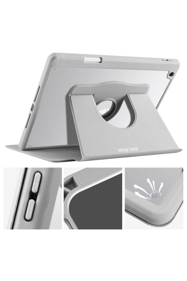 Apple iPad 7. Nesil 10.2 (2019) Yatay Standlı Dönebilen Kalemlikli Darbe Dayanıklı Kılıf A2197 A2200 A2198