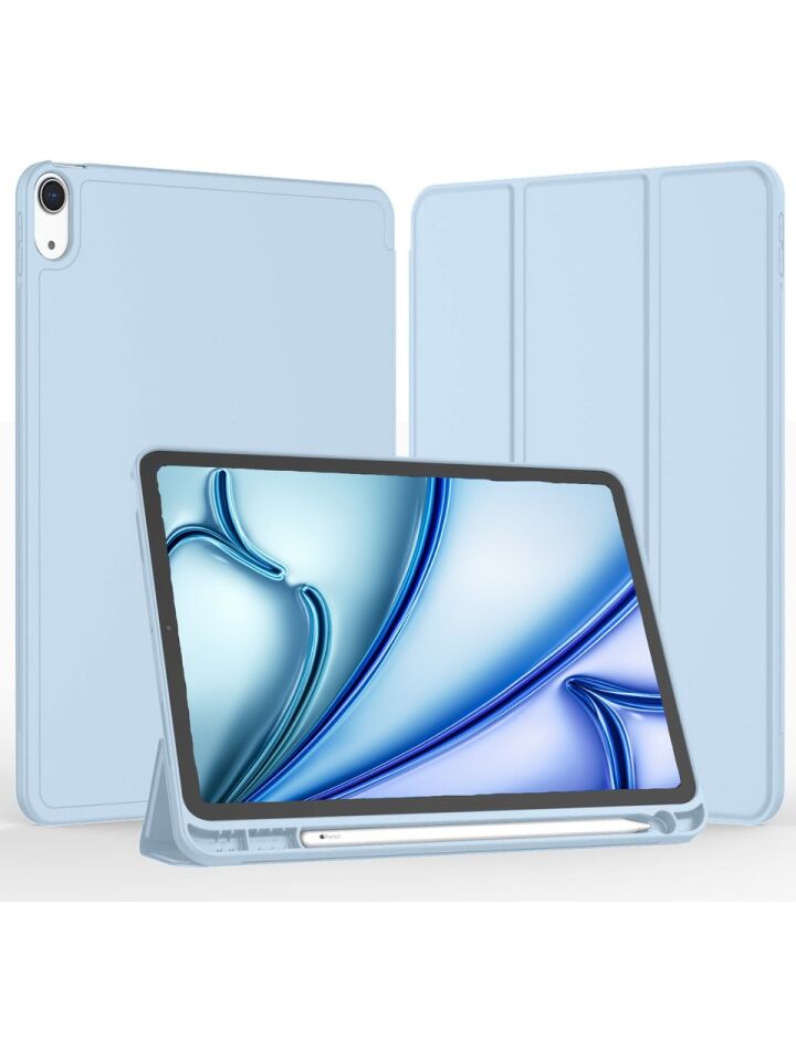 Apple iPad Air 5. Nesil 10.9 (2022) Kılıf Ekran Koruyucu ve Stylus Kalemli 3'ü 1 Arada Full Gear Set A2588 A2589 A2591 Açık Mavi