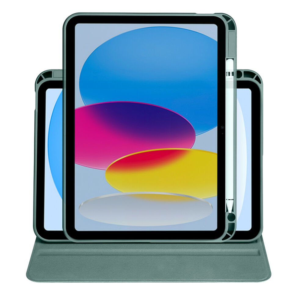 Apple iPad 10. Nesil 10.9 Inc Yatay ve Dikey Dönebilen Standlı Kalem Şarjına Uygun Darbe Dayanıklı Thermix Kılıf Koyu Yeşil