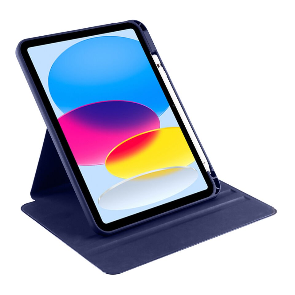 Apple iPad A16 11 Inc (2025) Yatay ve Dikey Dönebilen Standlı Kalem Şarjına Uygun Darbe Dayanıklı Thermix Kılıf Lacivert