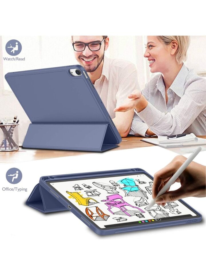 Apple iPad Air 11 Inc M2 (2024) Kılıf Ekran Koruyucu ve Stylus Kalemli 3'ü 1 Arada Full Gear Set A2902 A2903 A2904 Lavanta