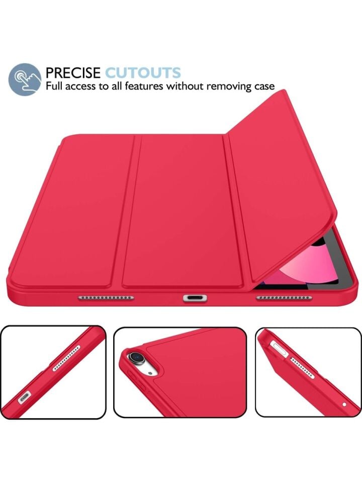 Apple iPad Air 11 Inc M2 (2024) Kılıf Ekran Koruyucu ve Stylus Kalemli 3'ü 1 Arada Full Gear Set A2902 A2903 A2904 Kırmızı