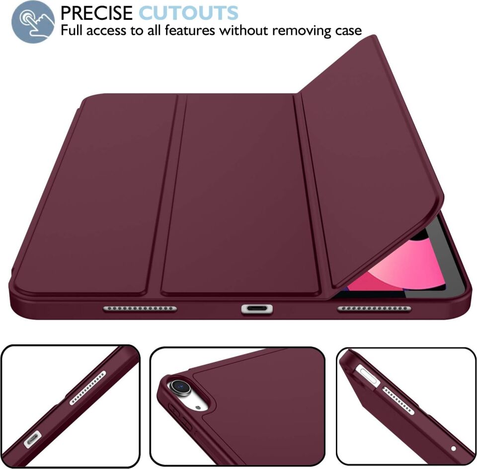 Apple iPad Air 11 Inc M2 (2024) Kılıf Ekran Koruyucu ve Stylus Kalemli 3'ü 1 Arada Full Gear Set A2902 A2903 A2904 Bordo