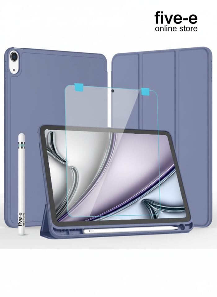 Apple iPad Air 11 Inc M4 (2026) Kılıf Ekran Koruyucu ve Stylus Kalemli 3'ü 1 Arada Full Gear Set Lavanta