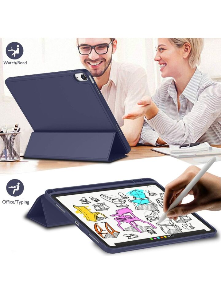 Apple iPad Air 11 Inc M4 (2026) Kılıf Ekran Koruyucu ve Stylus Kalemli 3'ü 1 Arada Full Gear Set Lacivert