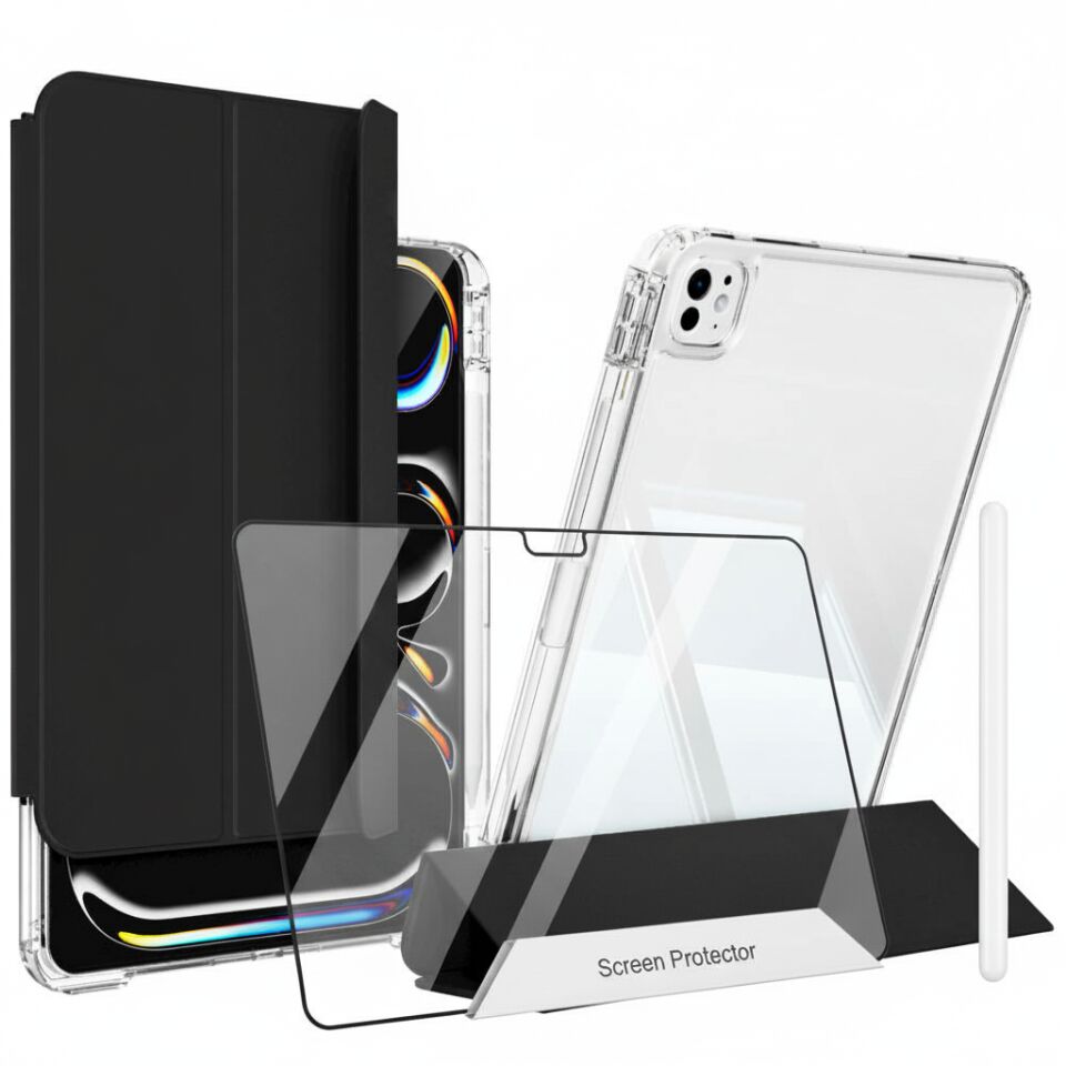 Apple iPad Pro 12.9 Inc 5. Nesil (2021) i-Adapt Essential Ekran Koruyucu Stylus Kalem ve Kılıf Set