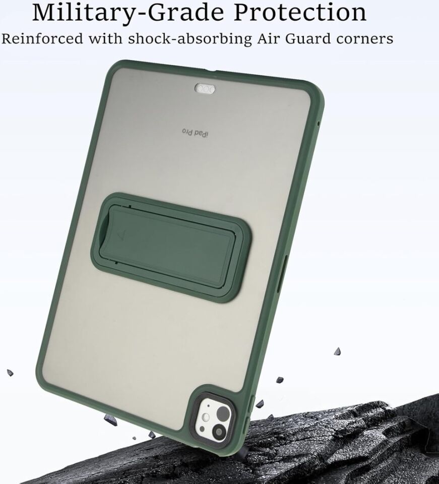 Five-E Apple iPad Air 11 M4 (2026) Uyumlu Yatay Stand Olabilen Antishock Köşe ve Kamera Korumalı Arka Yüzeyi Mat Threxi Kılıf