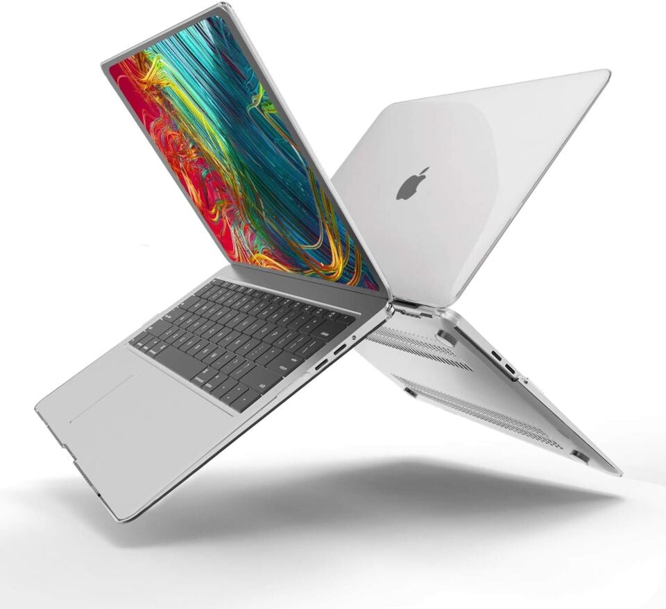 Apple MacBook Air 13 M5 Çipli 2026 Darbelere Dayanıklı Ön Arka Clear Parlak Kapak Kılıf ve Koruyucu Set A3449 A3240 Şeffaf
