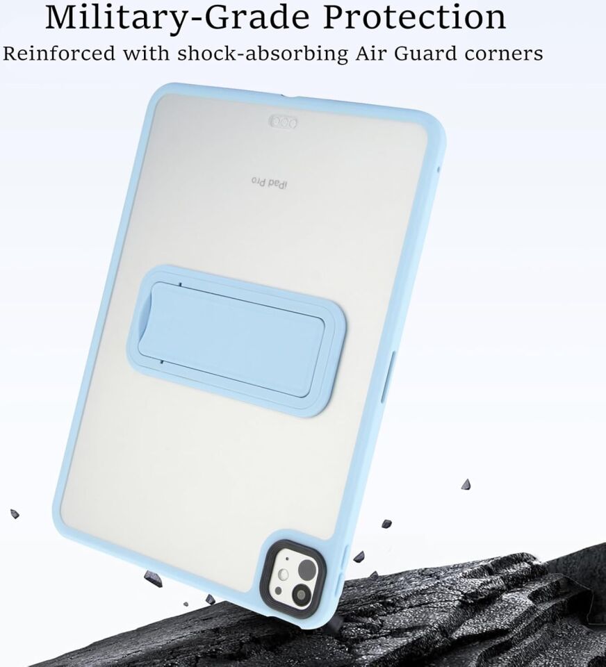 Five-E Apple iPad Pro 11 Inc 5. Nesil M4 (2024) Uyumlu Yatay Stand Olabilen Antishock Köşe ve Kamera Korumalı Arka Yüzeyi Mat Threxi Kılıf A2836 A2837