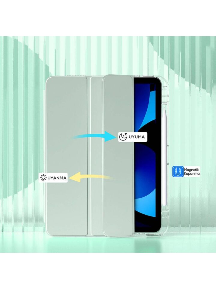 Apple iPad Pro 11 M4 (2024) i-Adapt Essential Ekran Koruyucu Stylus Kalem ve Kılıf Set Açık Yeşil
