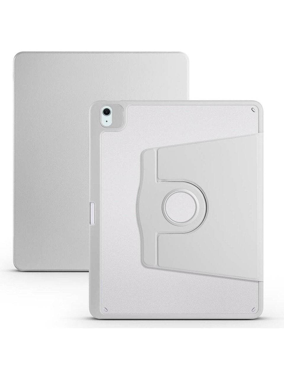 Apple iPad Pro 12.9 6. Nesil Yatay ve Dikey Dönebilen Standlı Kalem Şarjına Uygun Darbe Dayanıklı Thermix Kılıf Gri