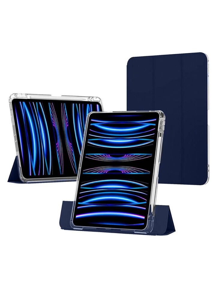 Apple iPad Pro 13 M4 (2024) i-Adapt Essential Ekran Koruyucu Stylus Kalem ve Kılıf Set Lacivert