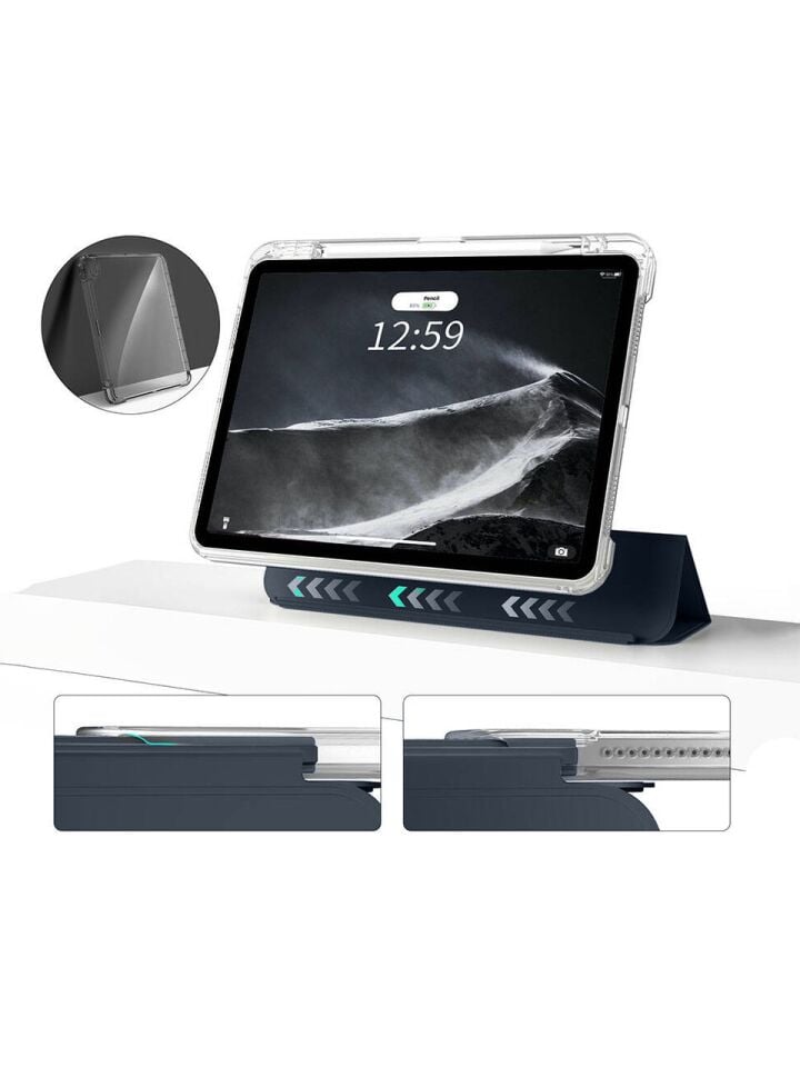 Apple iPad Pro 13 M4 (2024) i-Adapt Essential Ekran Koruyucu Stylus Kalem ve Kılıf Set Lacivert