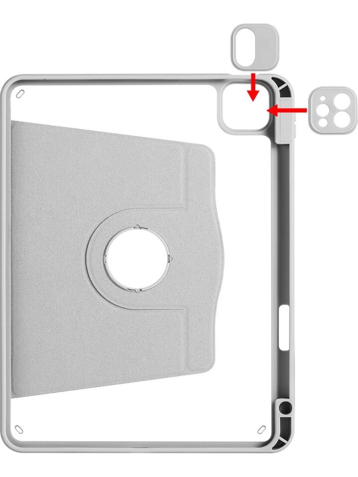 Apple iPad Pro 13 M4 Yatay ve Dikey Dönebilen Standlı Kalem Şarjına Uygun Darbe Dayanıklı Thermix Kılıf Gri
