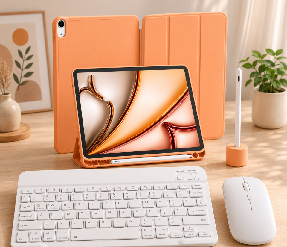 Five-E Apple iPad 10. Nesil 10.9 Inc SlatePro Yatay Standlı Türkçe Klavye Mouse Kalem ve Kılıf Seti A2696 A2757