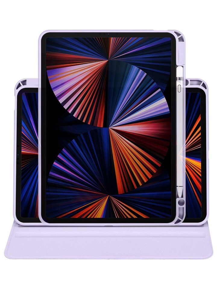 Apple iPad Pro 11 M5 (2025) Yatay ve Dikey Dönebilen Standlı Kalem Şarjına Uygun Darbe Dayanıklı Thermix Kılıf Lila