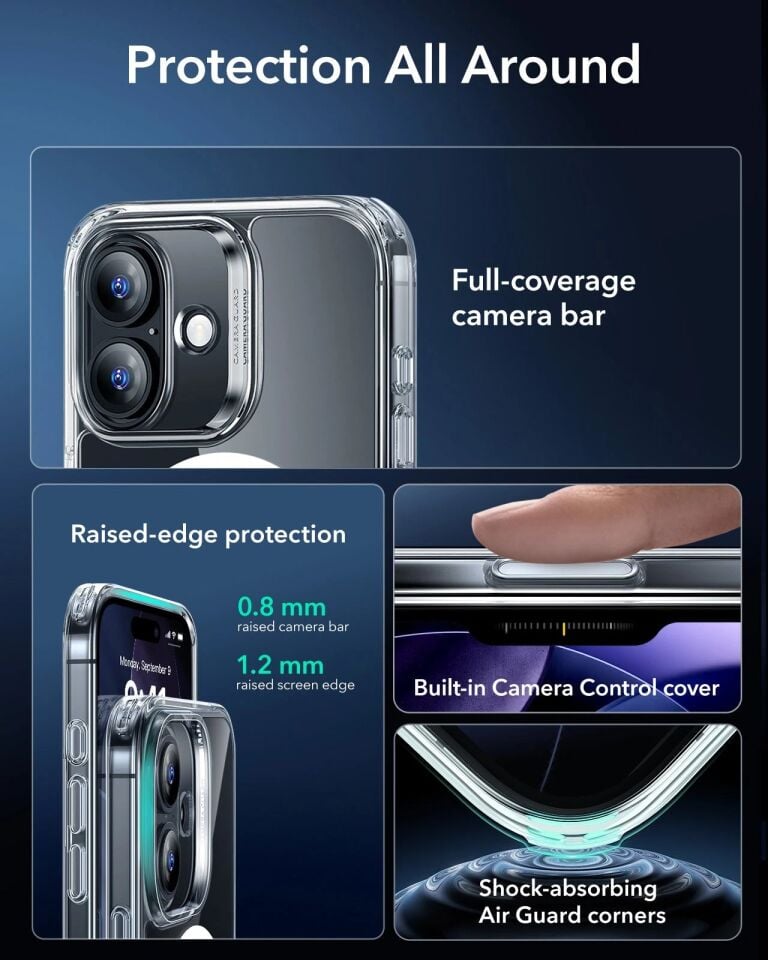 ESR Apple iPhone 17 Classic Hybrid Kamera Kontrol Koruma Butonlu Magsafe Kapak