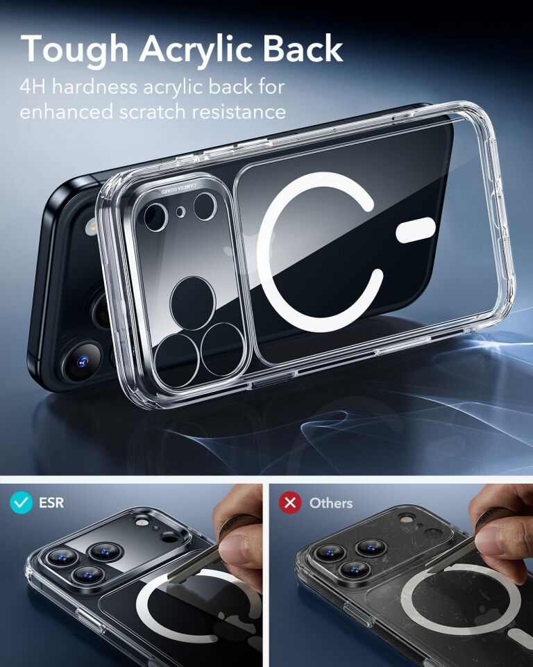 ESR Apple iPhone 17 Pro Max Classic Hybrid Kamera Kontrol Koruma Butonlu Magsafe Kapak Şeffaf