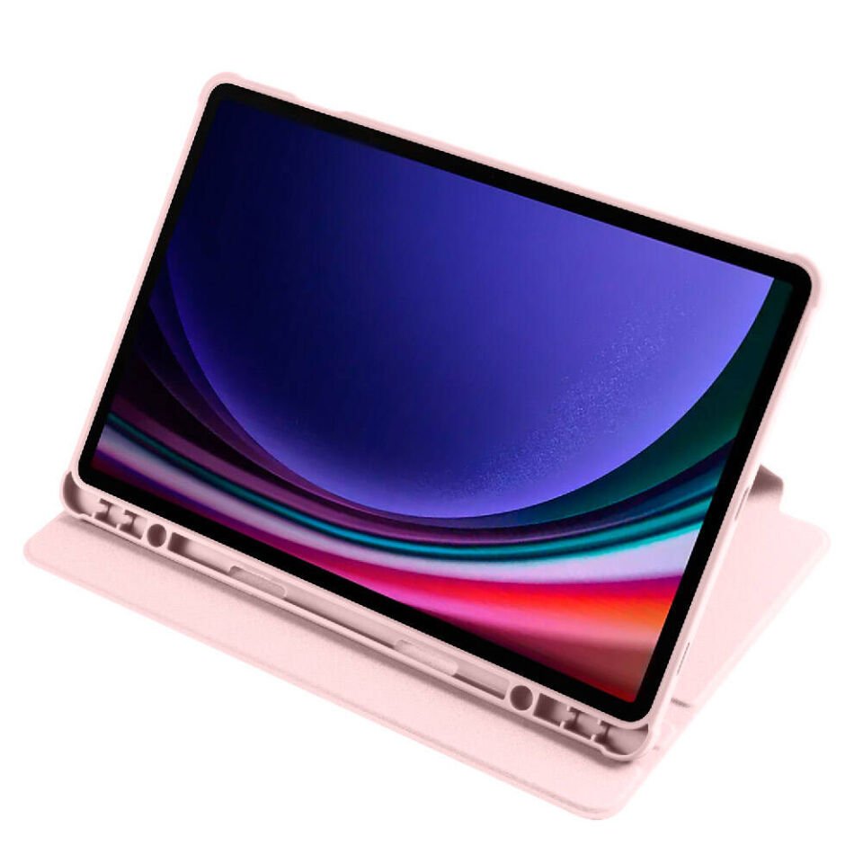 Samsung Galaxy Tab S9 Fe Yatay ve Dikey Dönebilen Standlı Kalem Şarjına Uygun Darbe Dayanıklı Thermix Kılıf Pembe