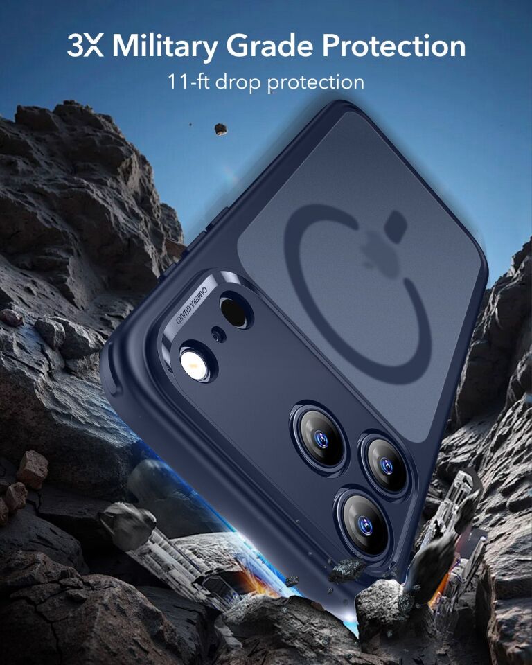 ESR Apple iPhone 17 Pro Max Classic Hybrid Kamera Kontrol Koruma Butonlu Magsafe Kapak Mavi