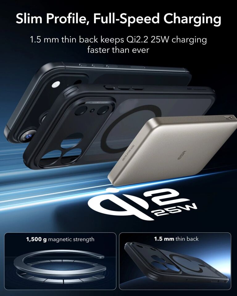 ESR Apple iPhone 17 Pro Max Classic Hybrid Kamera Kontrol Koruma Butonlu Magsafe Kapak Frost Black