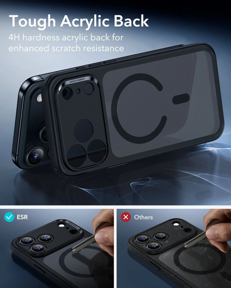 ESR Apple iPhone 17 Pro Max Classic Hybrid Kamera Kontrol Koruma Butonlu Magsafe Kapak Frost Black