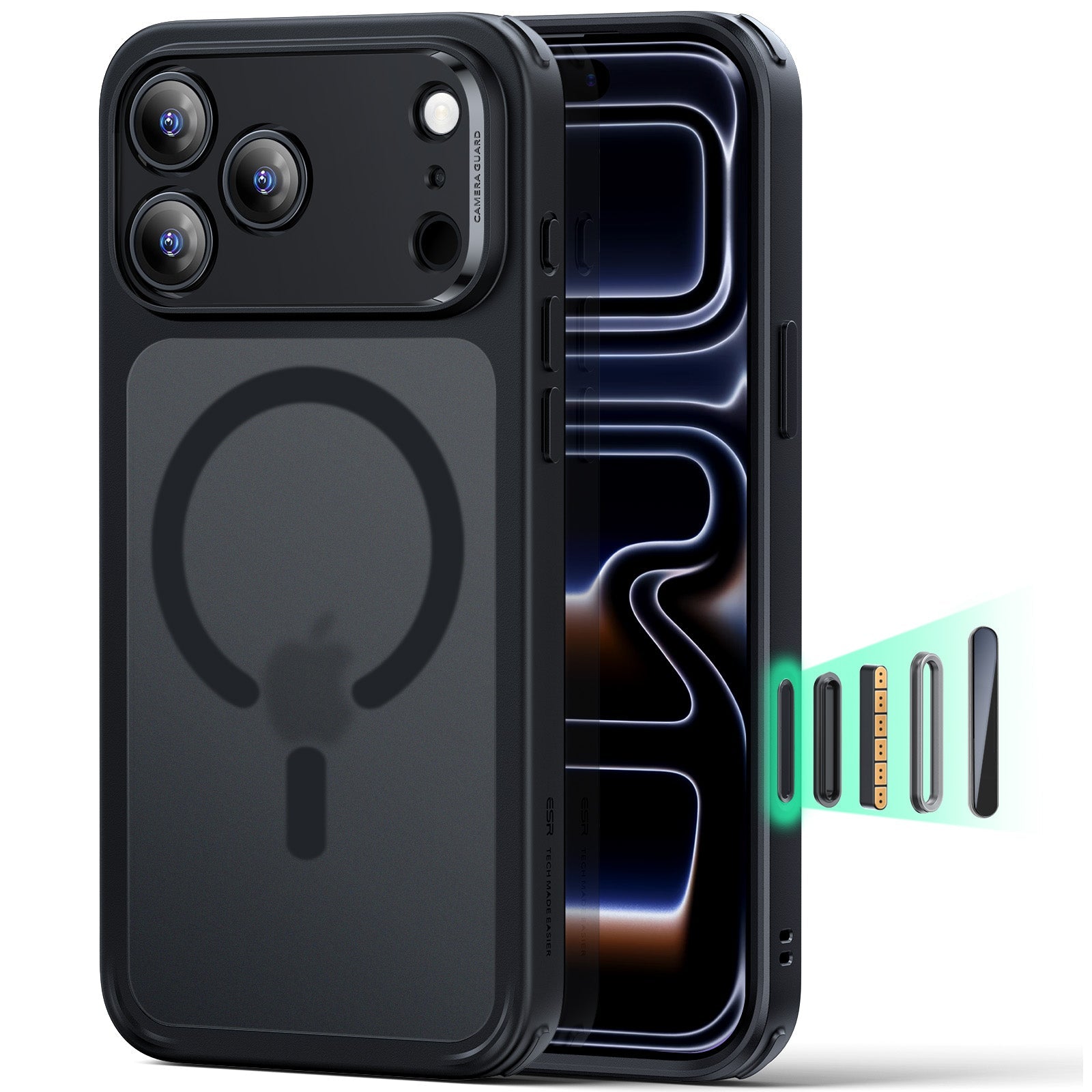 ESR Apple iPhone 17 Pro Max Classic Hybrid Kamera Kontrol Koruma Butonlu Magsafe Kapak Frost Black