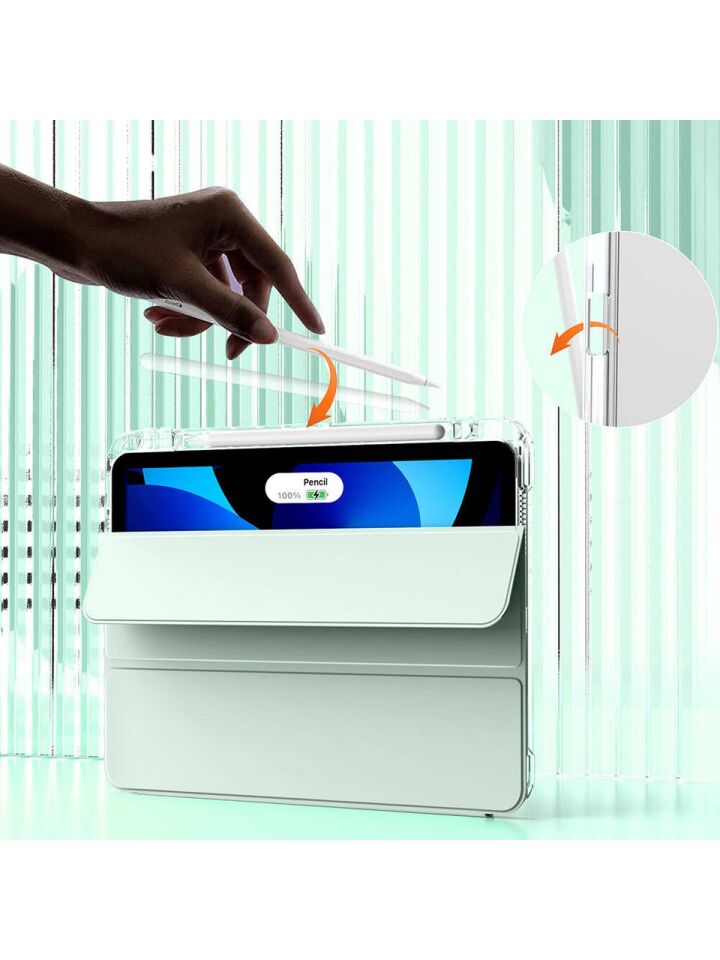 Apple iPad Pro 12.9 Inc 5. Nesil (2021) i-Adapt Essential Ekran Koruyucu Stylus Kalem ve Kılıf Set Açık Yeşil