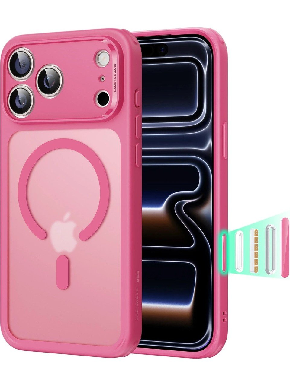 ESR Apple iPhone 17 Pro Max Classic Hybrid Kamera Kontrol Koruma Butonlu Magsafe Kapak Pembe