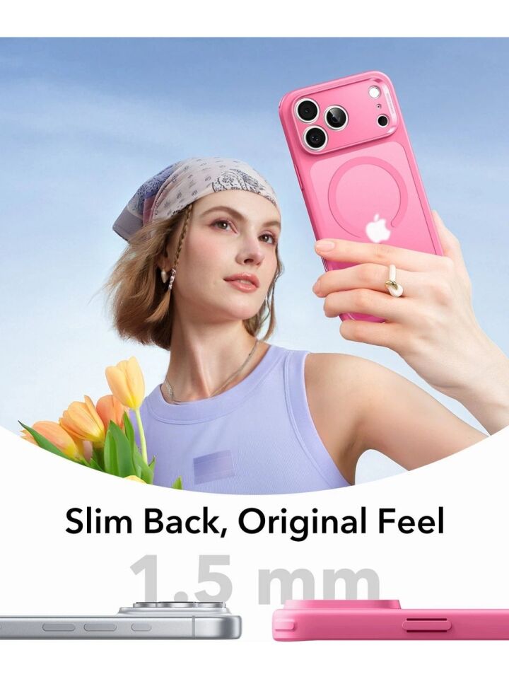 ESR Apple iPhone 17 Pro Max Classic Hybrid Kamera Kontrol Koruma Butonlu Magsafe Kapak Pembe