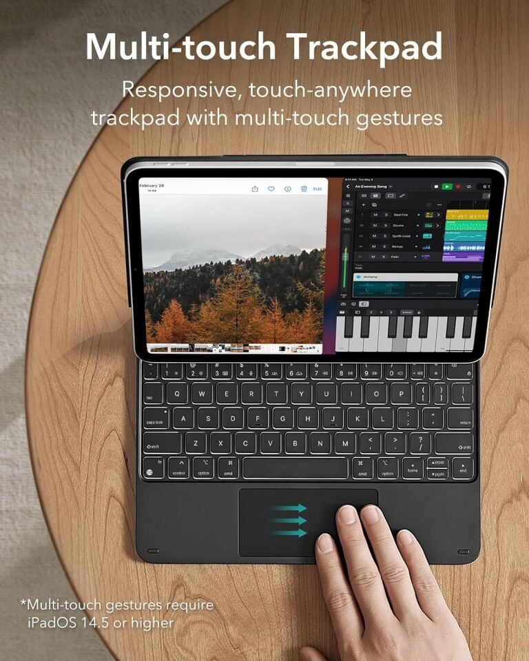 Apple iPad Air 4 10.9 Inç (2020) LED Aydınlatmalı Touchpadli Manyetik Kapaklı Bluetoothlu Magic Türkçe Q Klavyeli Kılıf