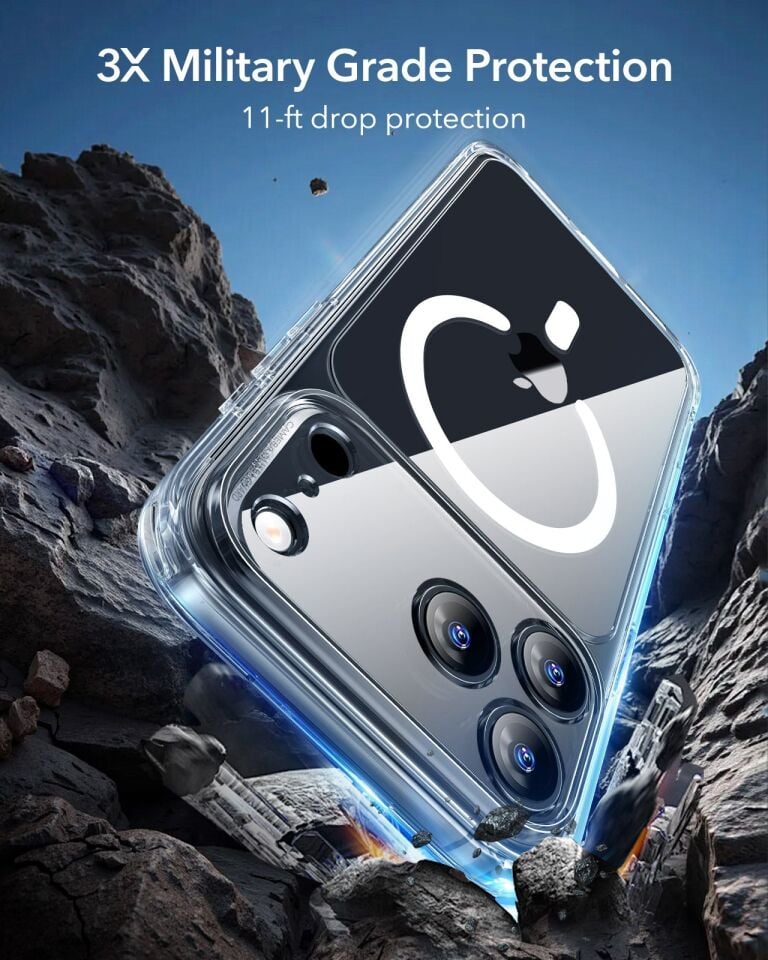 ESR Apple iPhone 17 Pro Classic Hybrid Kamera Kontrol Koruma Butonlu Magsafe Kapak Şeffaf