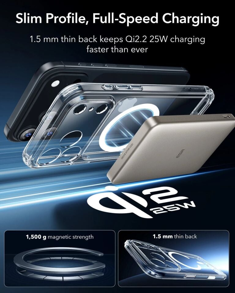 ESR Apple iPhone 17 Pro Classic Hybrid Kamera Kontrol Koruma Butonlu Magsafe Kapak Şeffaf